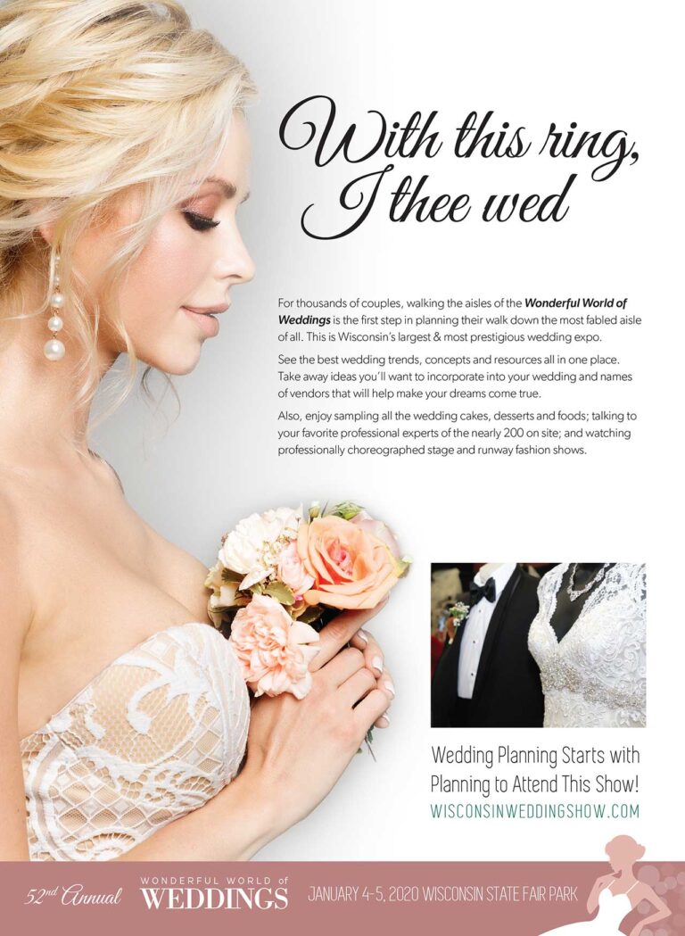 Creative print advertising for Milwaukee wedding show.