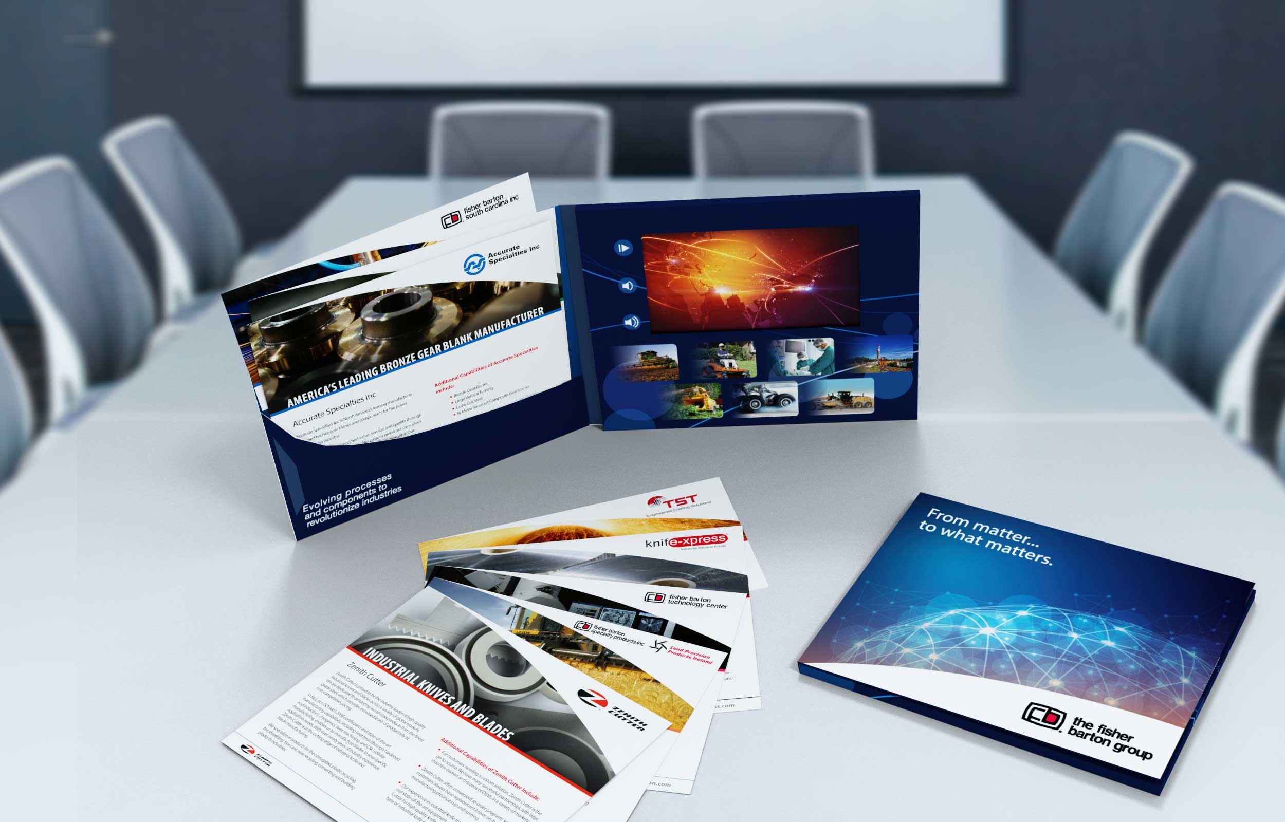 Fisher Barton marketing collateral developed by NAVEO marketing as part of brand value proposition development.