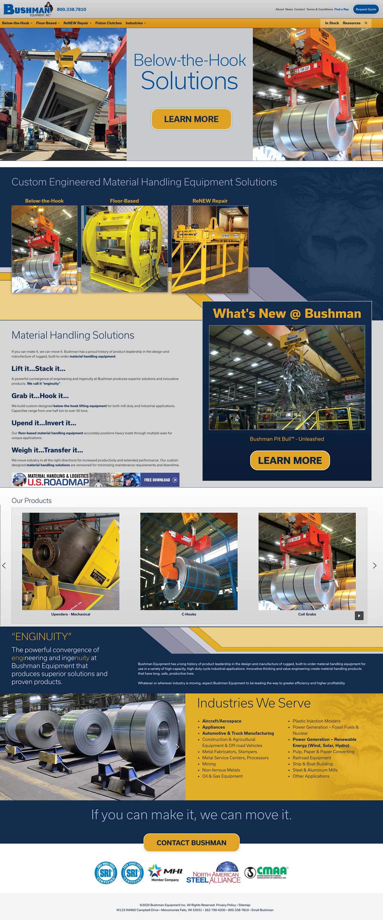 Business website design for a material handling equipment provider in Menomonee Falls, WI