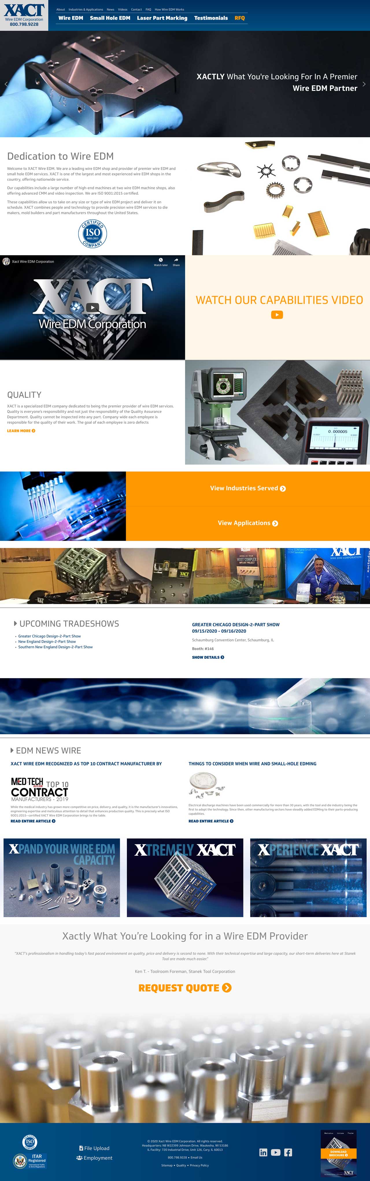 Custom website design and development for a wire EDM shop in Waukesha, WI